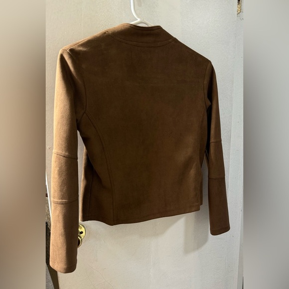 Brown Leather Jacket with Zipper Details - Picture 3 of 3